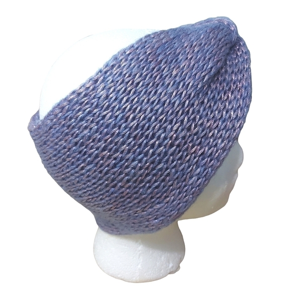 Hand Knit One Of A Kind Twisted Headband Adult Size Pink-Purple - Picture 4 of 6